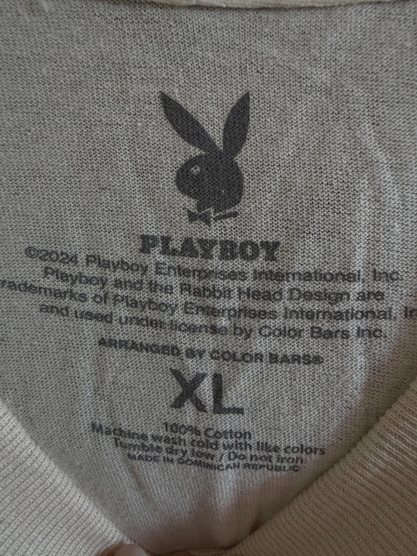 Playboy Spiderweb Bunny Graphic Tee XL Natural Cotton Streetwear Shirt