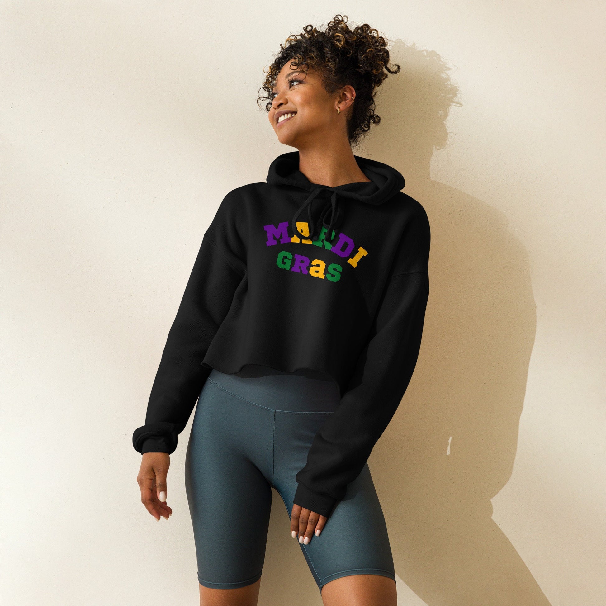 Mardi Gras Crop Hoodie