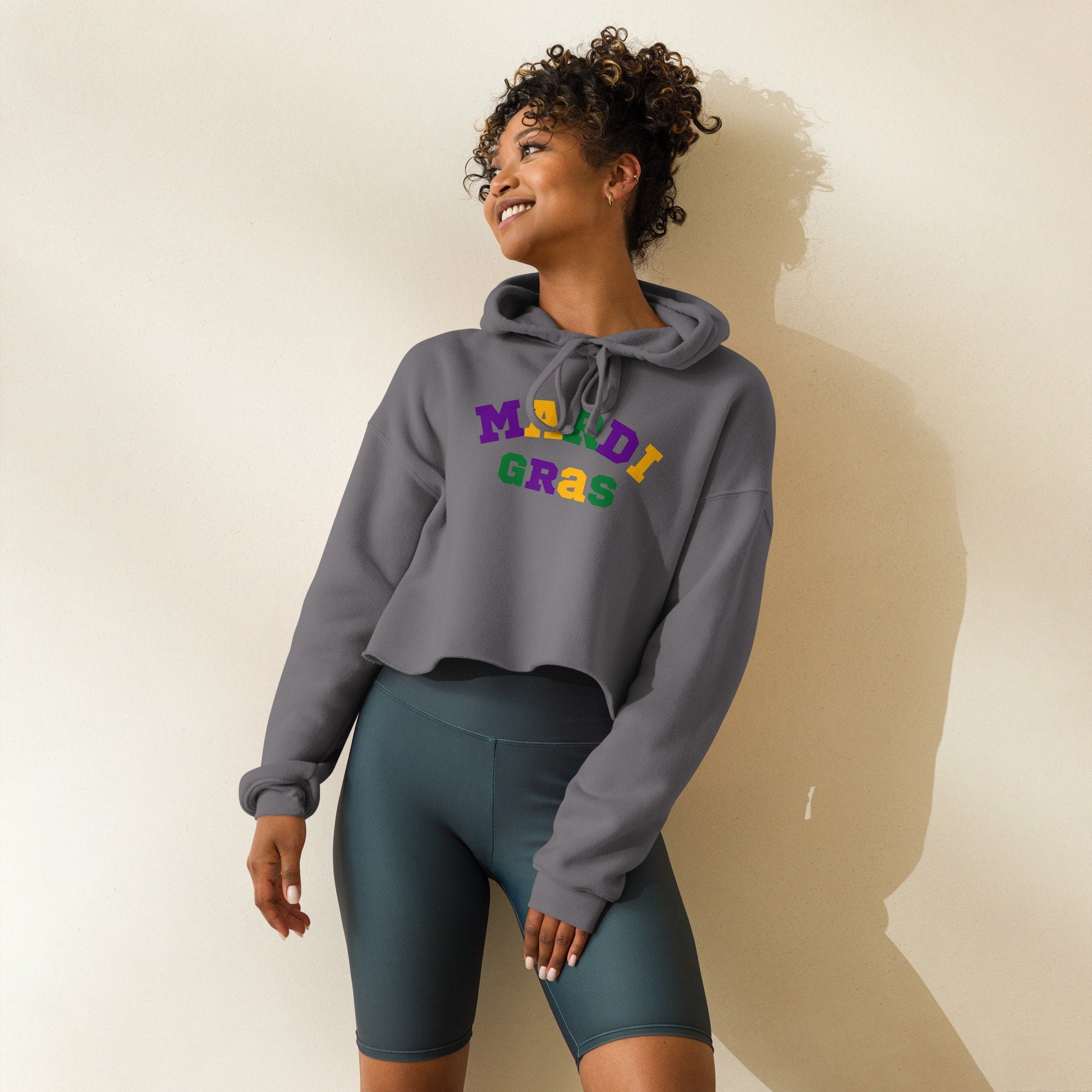 Mardi Gras Crop Hoodie