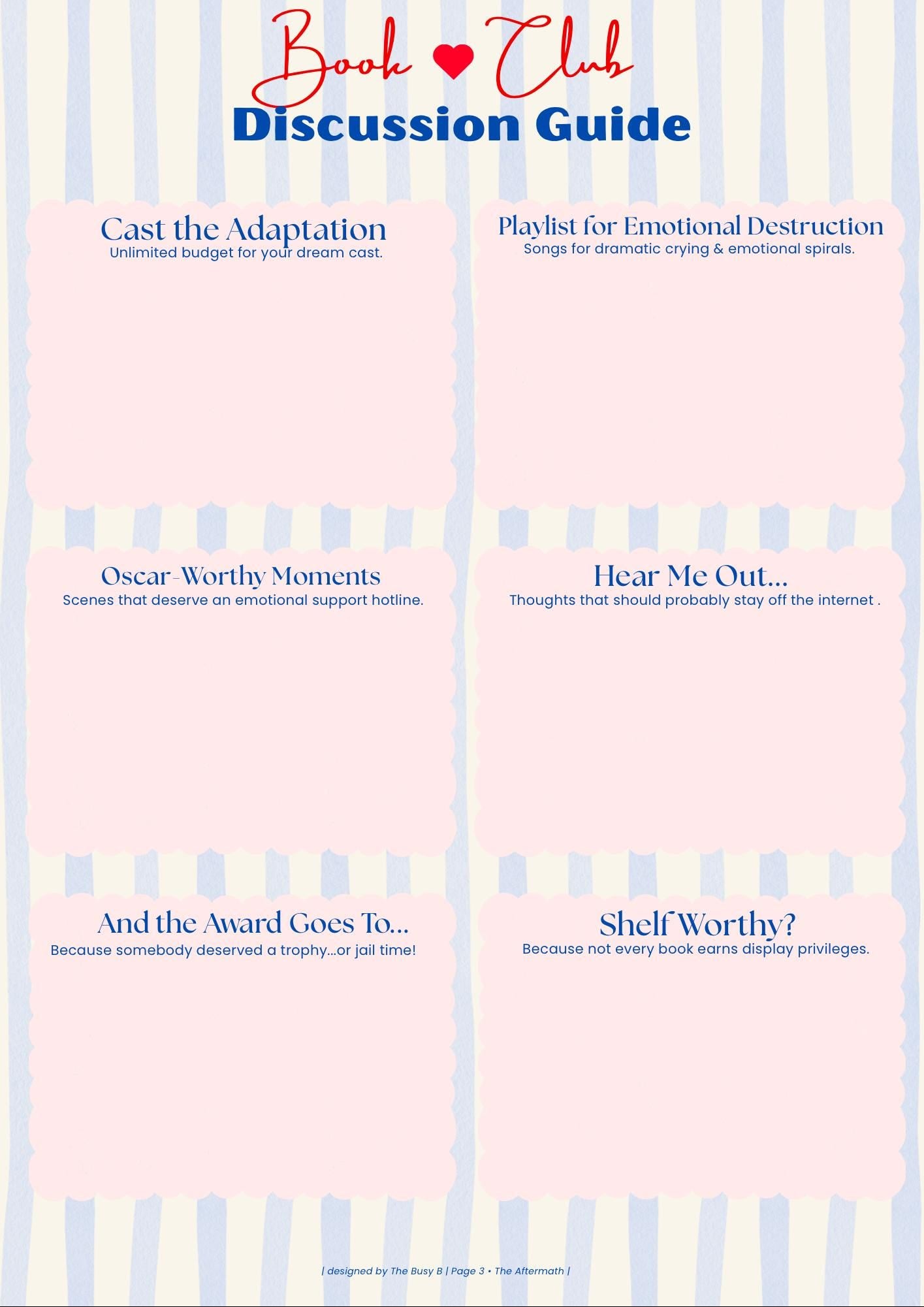 Book Club Discussion Guide Printable | Reading Journal Pages | Booktok Reader PDF Download