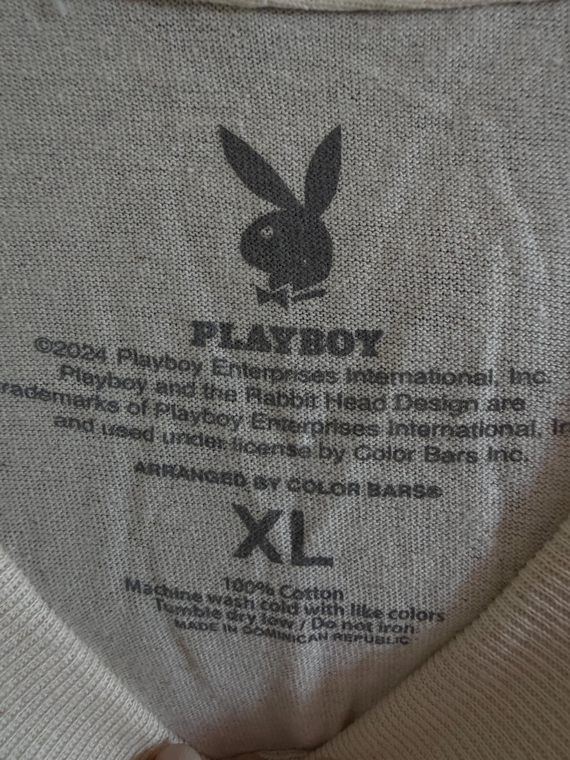 Playboy Spiderweb Bunny Graphic Tee XL Natural Cotton Streetwear Shirt