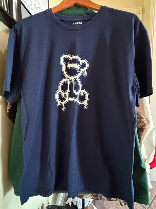 Black Teddy Bear Graphic Tee XL Minimalist Streetwear Shirt