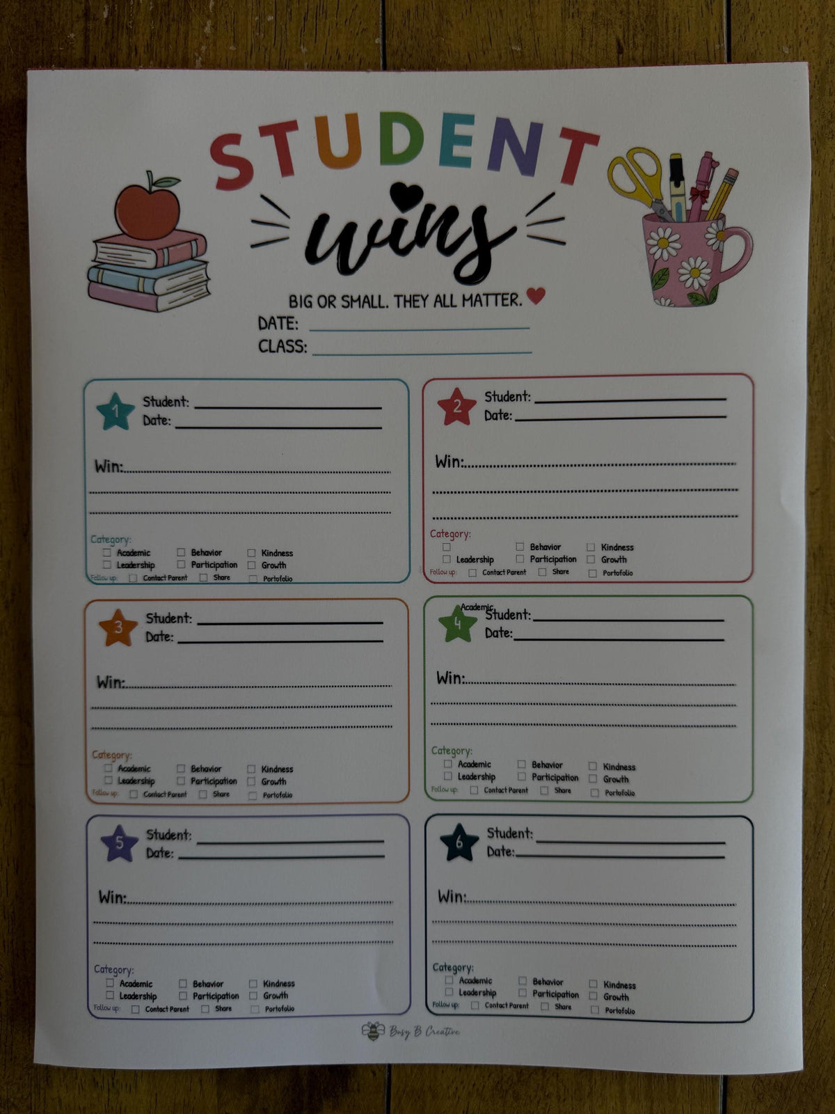 Student Wins Notepad, Student Recognition Tracker, Teacher Notepad, Student Success Notes, Classroom Positive Reinforcement, Teacher Gift
