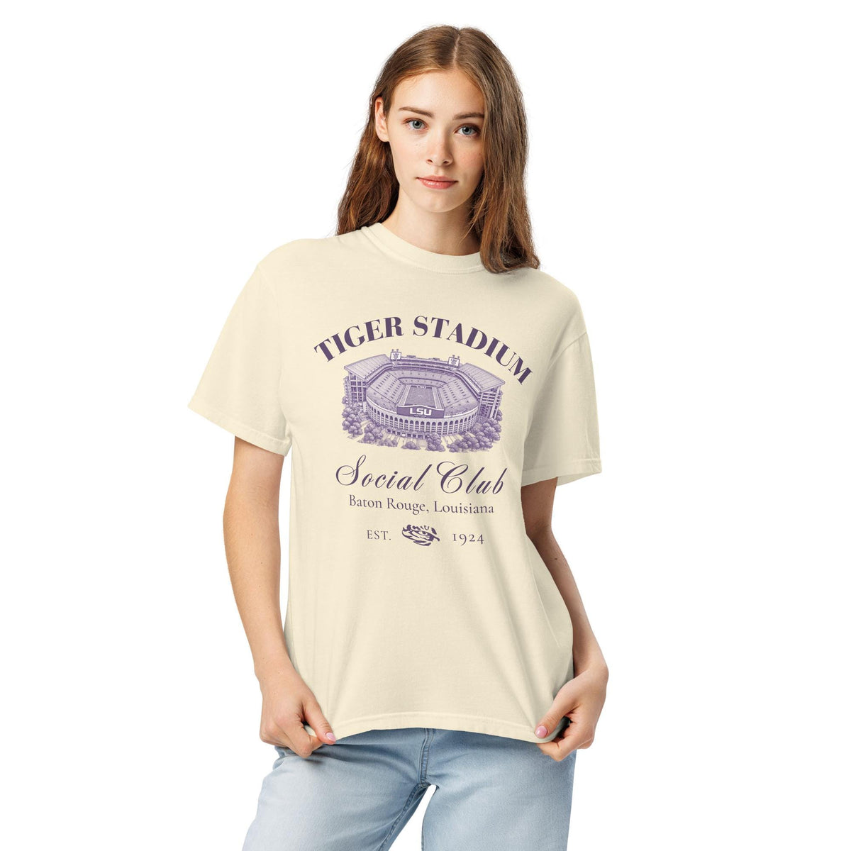 Tiger Stadium Social Club Shirt | Vintage Louisiana Football Tee | Unisex garment-dyed heavyweight t-shirt
