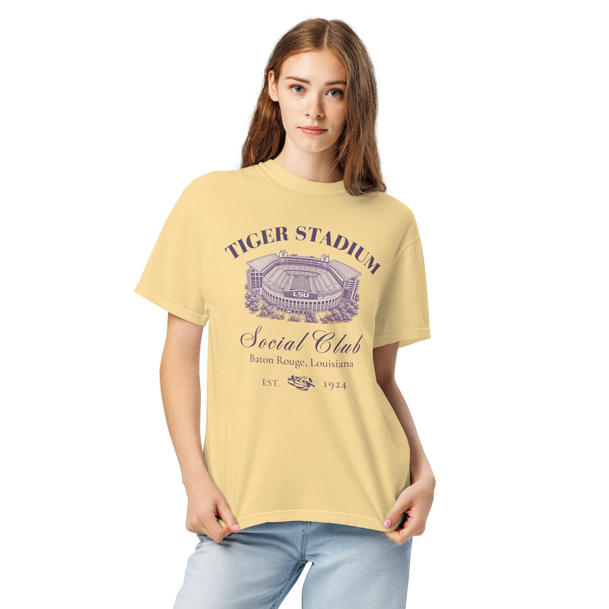Tiger Stadium Social Club Shirt | Vintage Louisiana Football Tee | Unisex garment-dyed heavyweight t-shirt