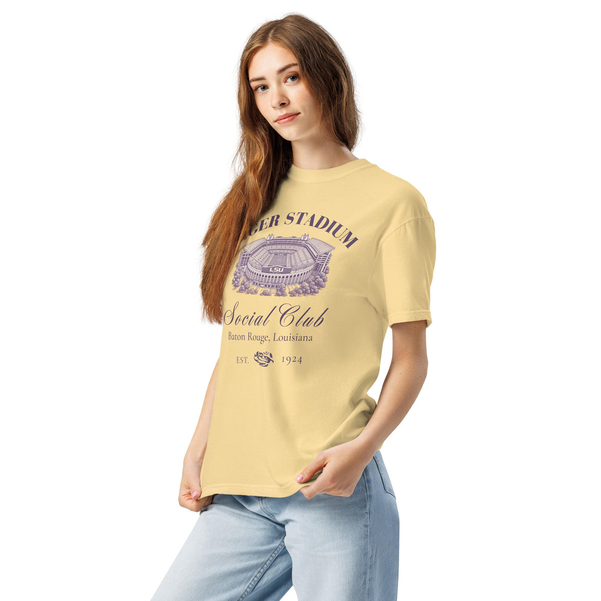 Tiger Stadium Social Club Shirt | Vintage Louisiana Football Tee | Unisex garment-dyed heavyweight t-shirt