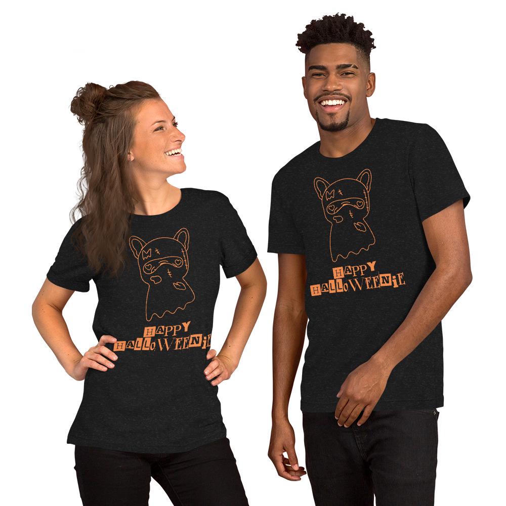Happy Halloweenie | Spooky Frenchie Silhouette Tee for Readers & Dog Lovers Unisex t-shirt